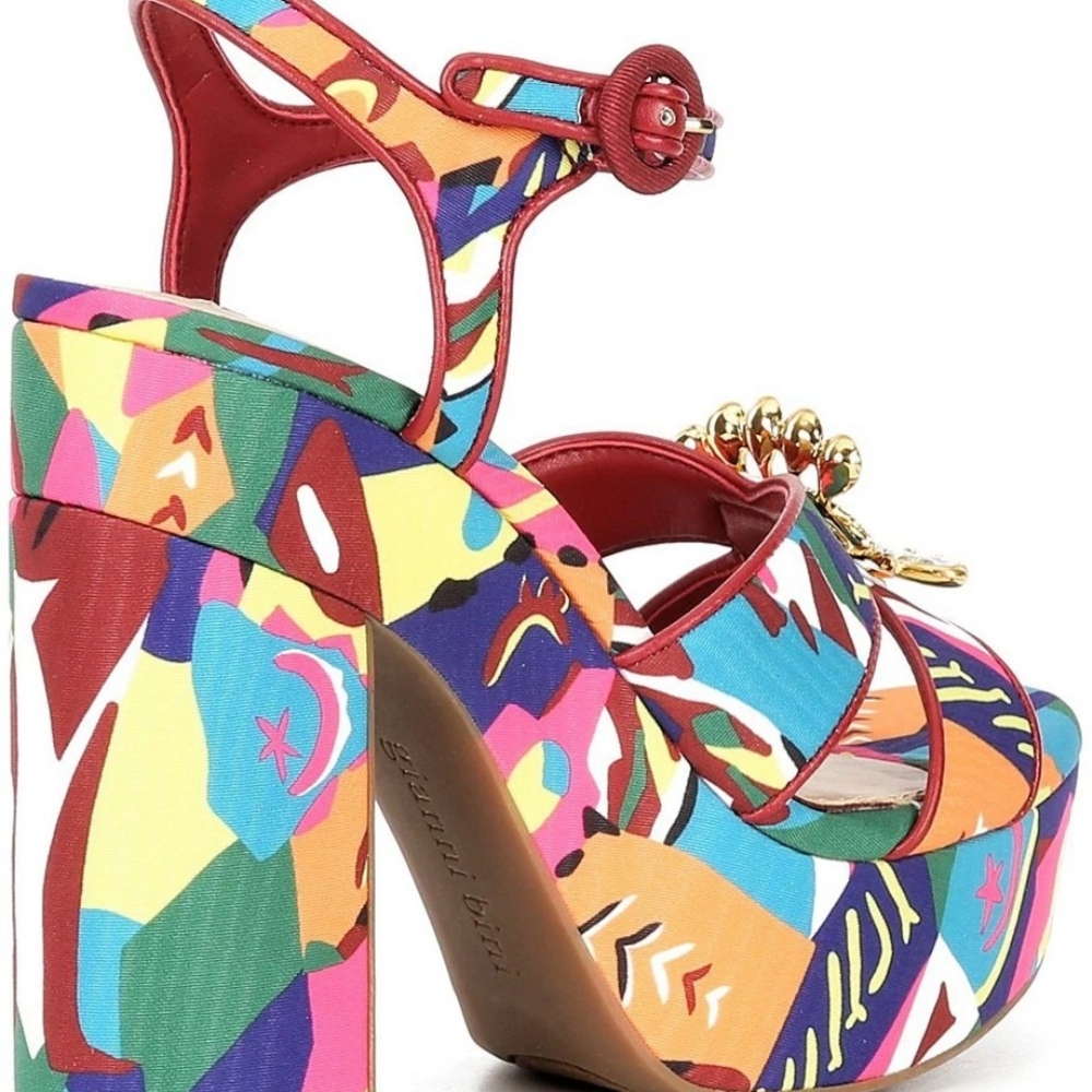 Vibrant Multicolor Platform Sandals - Picture 4 of 10